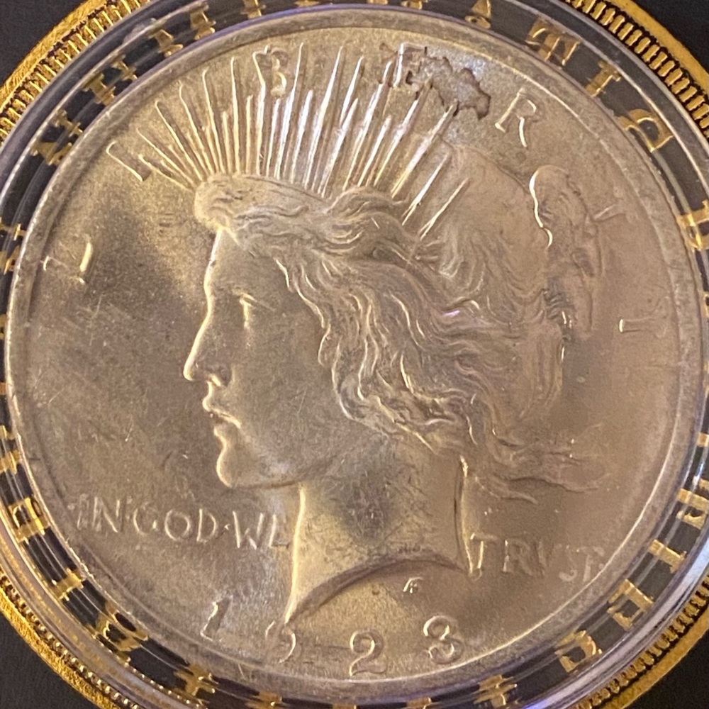 1923 P Peace Silver Dollar-Beautiful Lust & start of Toning on Eagle Side w/ COA